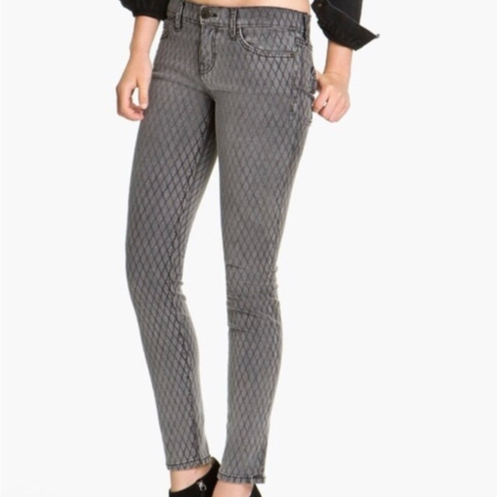 Gray Current/ Elliott Skinny Jean Fishnet Diamond Print